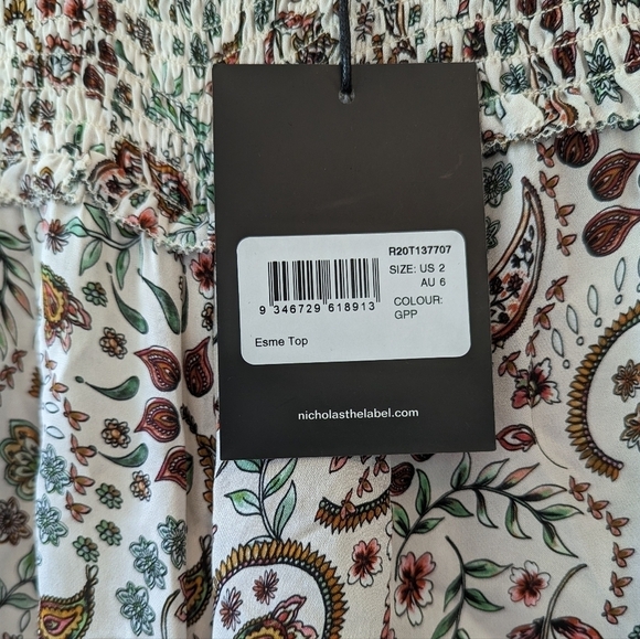 Nicholas Esme Paisley Silk High Neck Tie Front Top - Picture 9 of 11